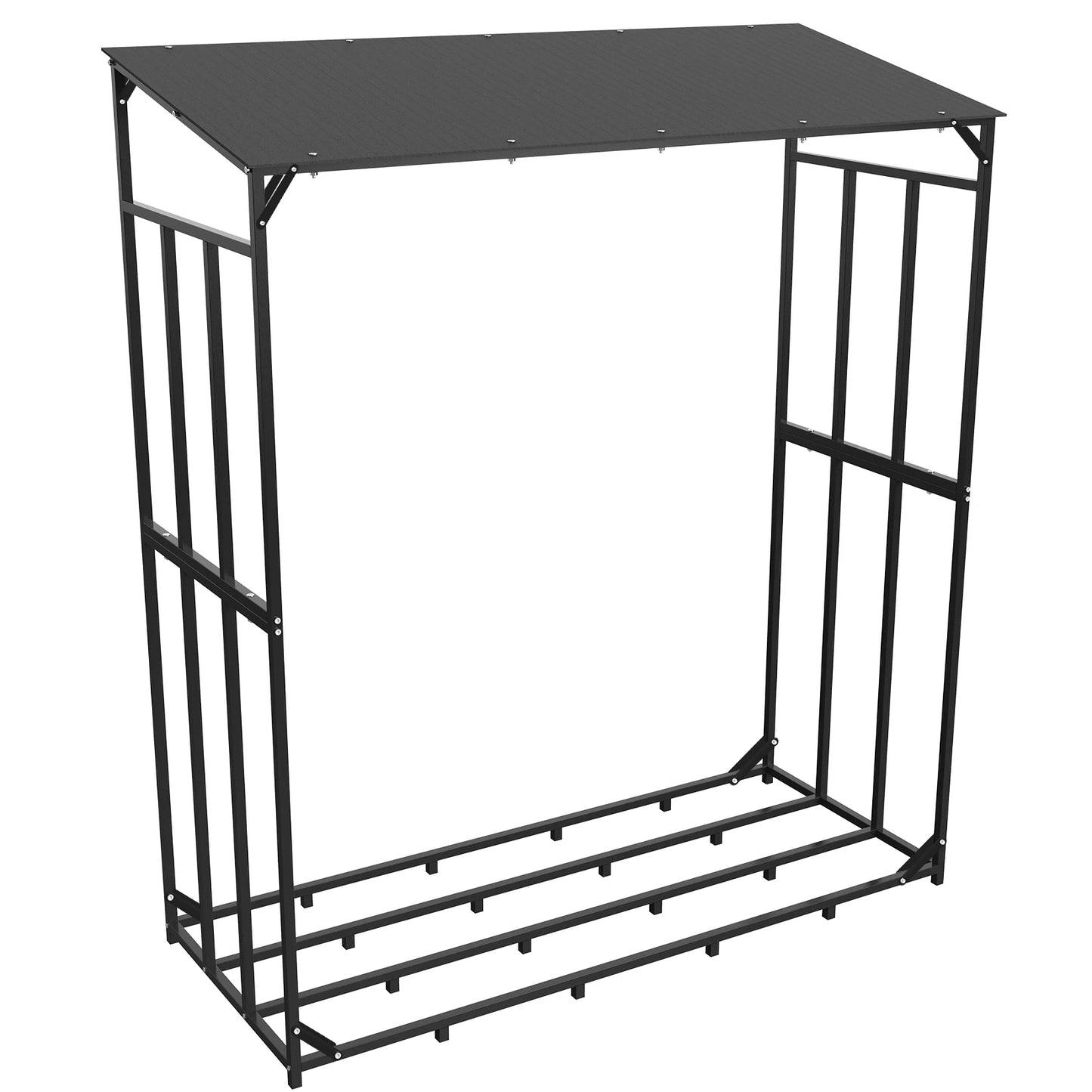 Heavy Duty Tall Metal Firewood Rack Stand, Storage
