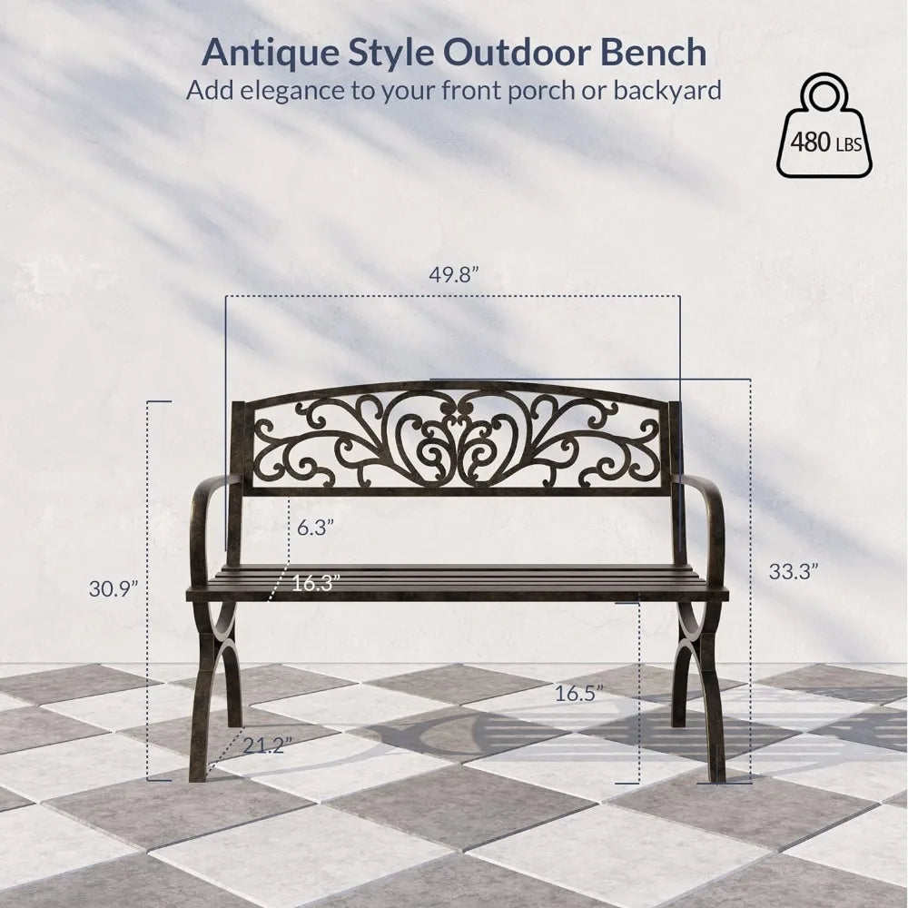 50 inch Cast Iron Metal Loveseat