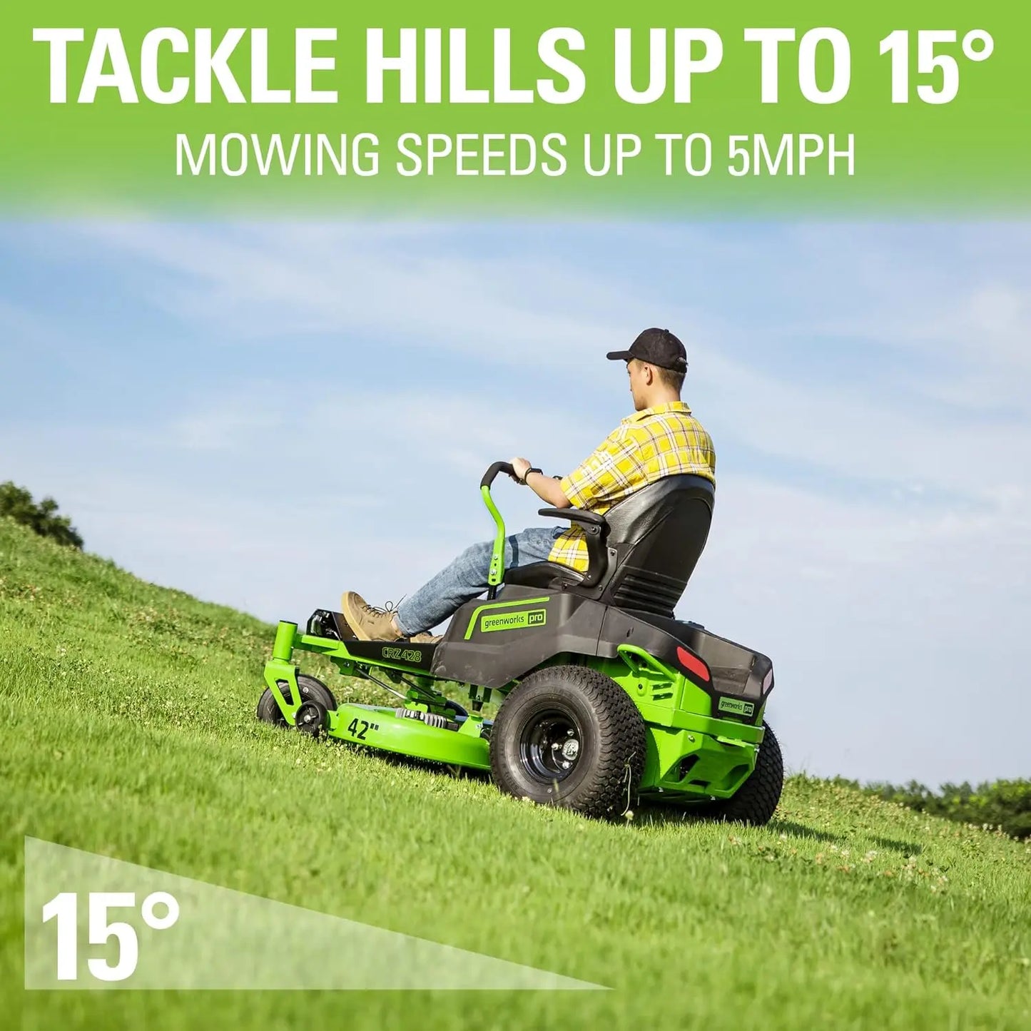 PRO 80V 42” Electric Zero Turn Lawn Mower Includes (6) 5.0Ah Batteries and (3) Dual Port Turbo Chargers Garden Tool