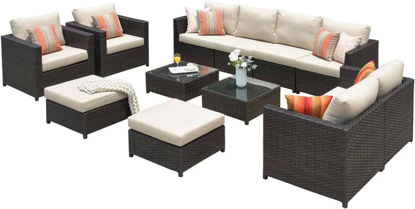 12 Pieces Sectional Sofa Sets with Thick Cushions Fully Assembled Furniture
