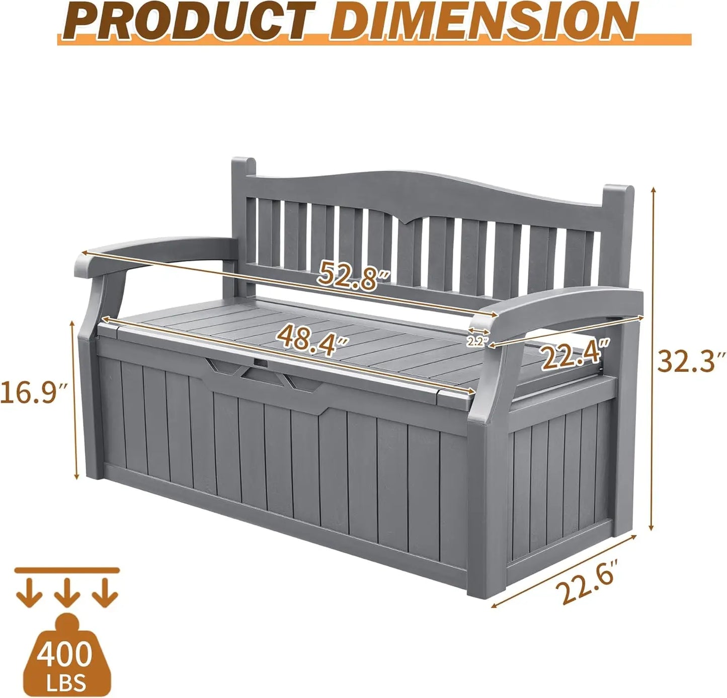 80 Gallon Storage Bench Deck Box lockable for Patio Furniture