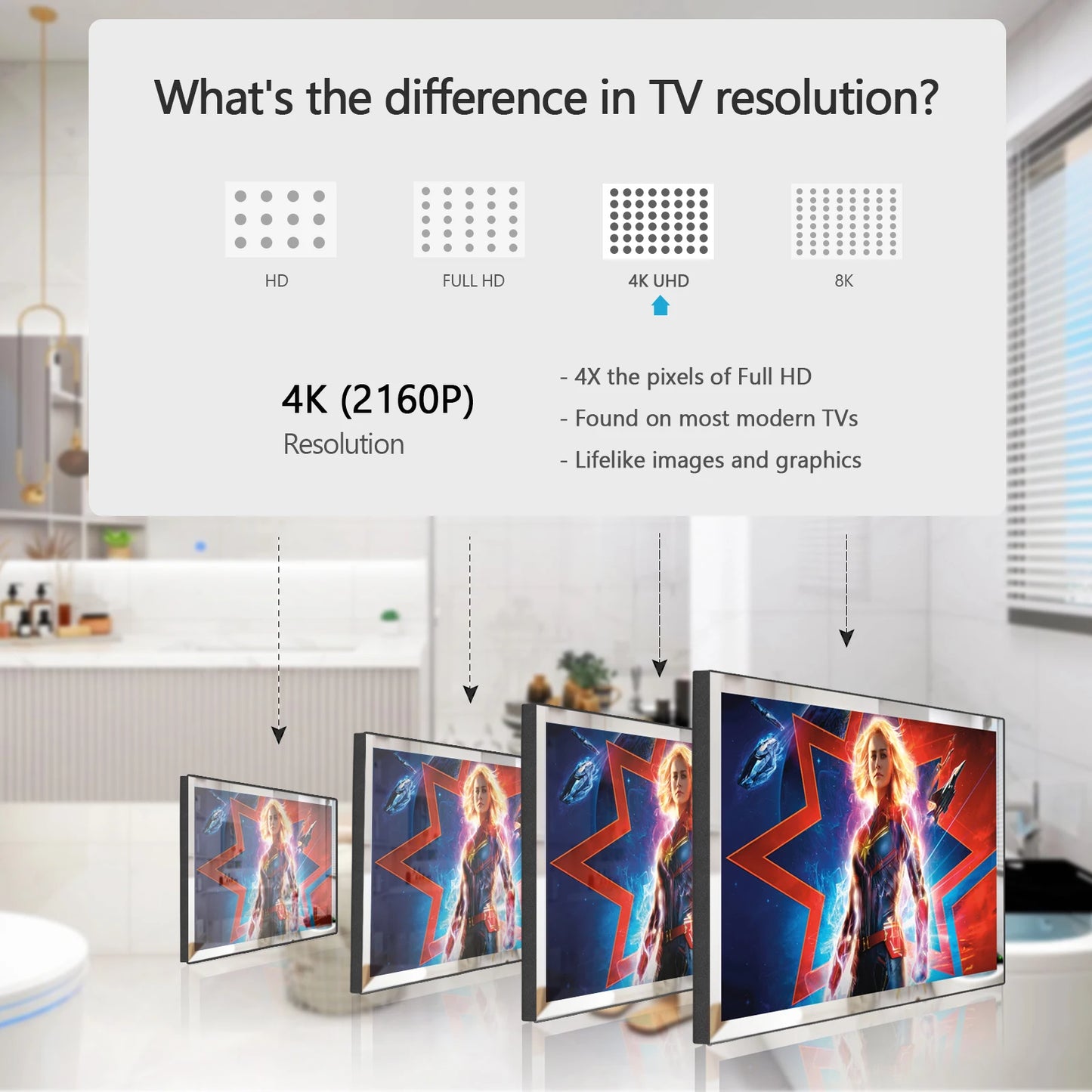 43 Inches Smart Mirror TV, LED Big Screen, Waterproof