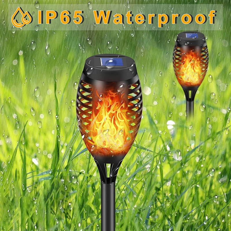 12 LED Solar Flame Torch, Light Flickering, Waterproof