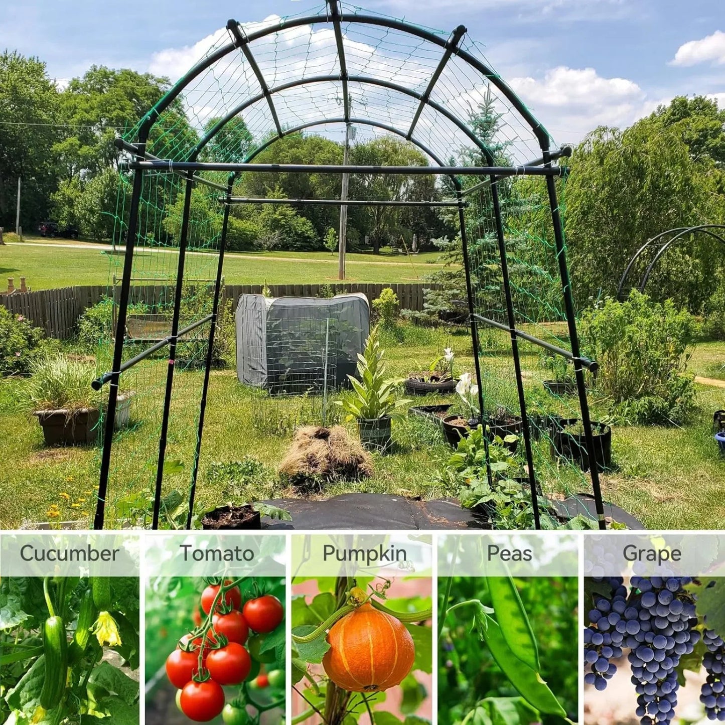 Outdoor, 7.8 ft Garden arch trellis for climbing plants