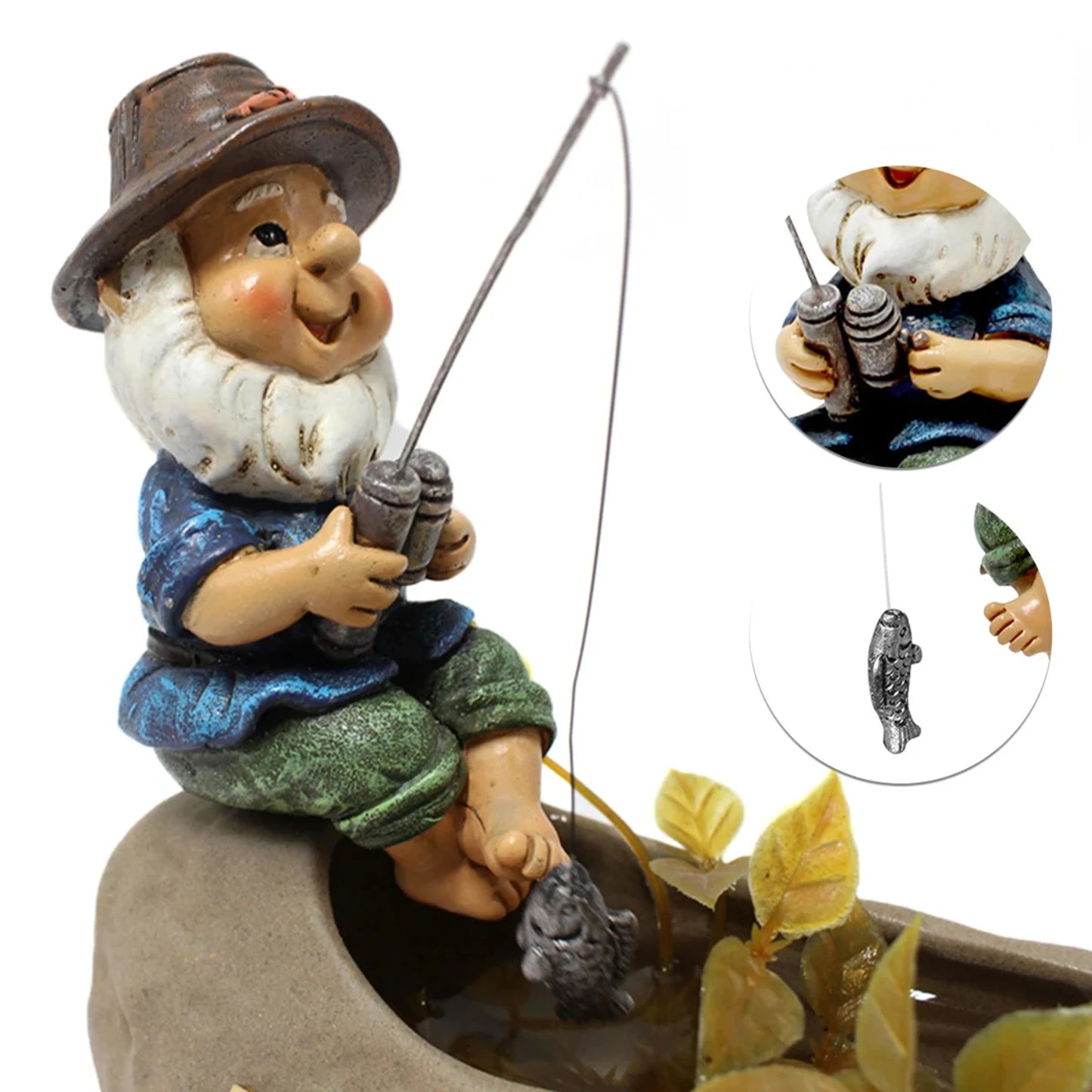 New Adorable Fishing Gnome Statue - Funny Naughty Garden Gnome Figurine - Charming Dwarf Sculpture Resin Ornament - Perfect Lawn