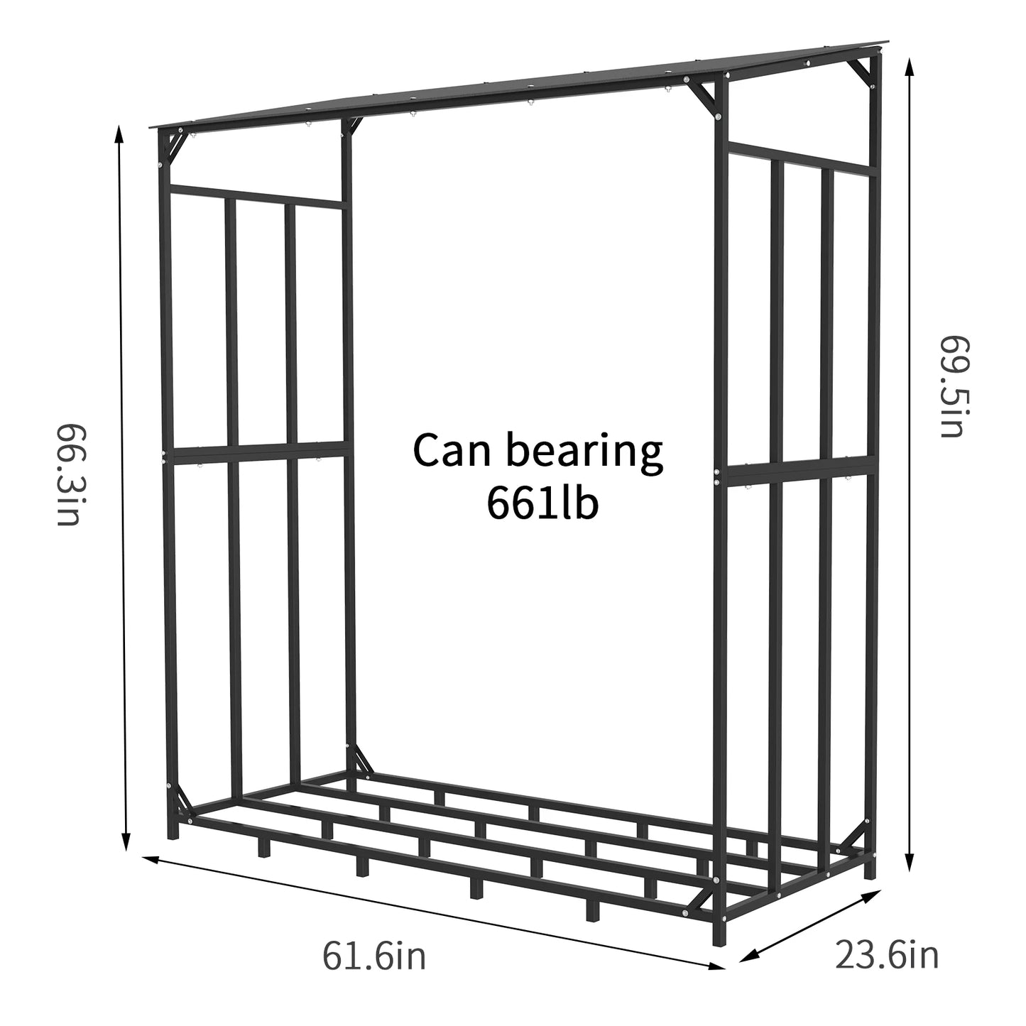 Heavy Duty Tall Metal Firewood Rack Stand, Storage