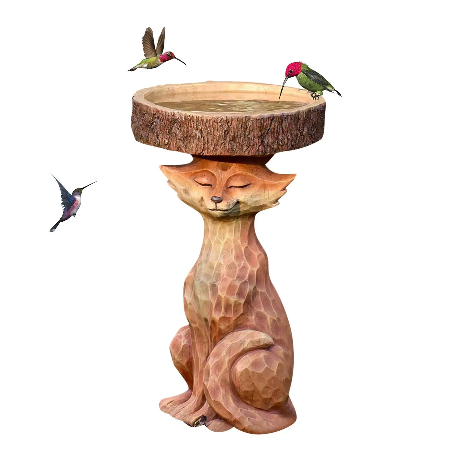 Resin Fox Resin Bird Bath Drinking Feeder