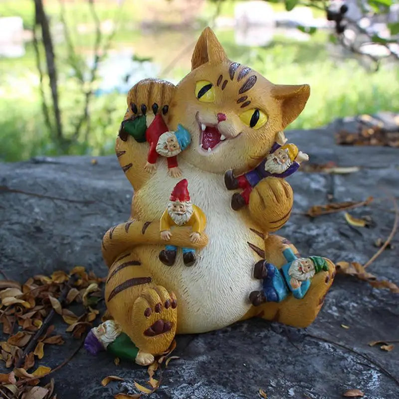 Cat Gnomes Garden Art Outdoor for Fall Winter Garden Decor Garden Gnome Statues Outdoor Decor Housewarming Garden Gift