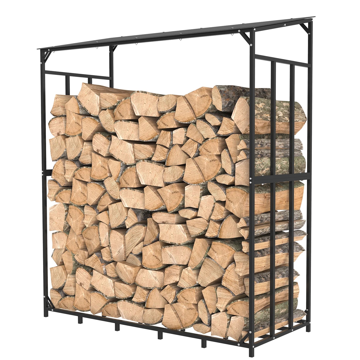 Heavy Duty Tall Metal Firewood Rack Stand, Storage