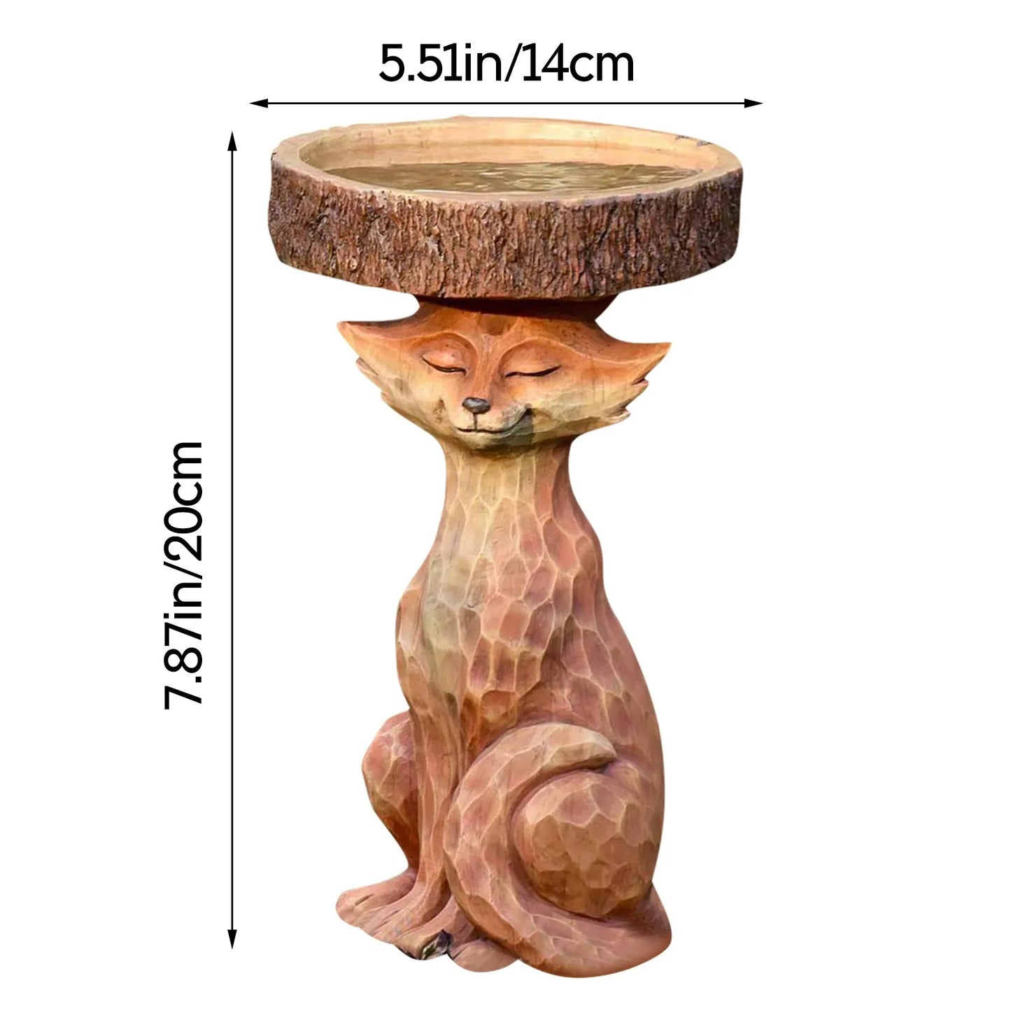 Resin Fox Resin Bird Bath Drinking Feeder