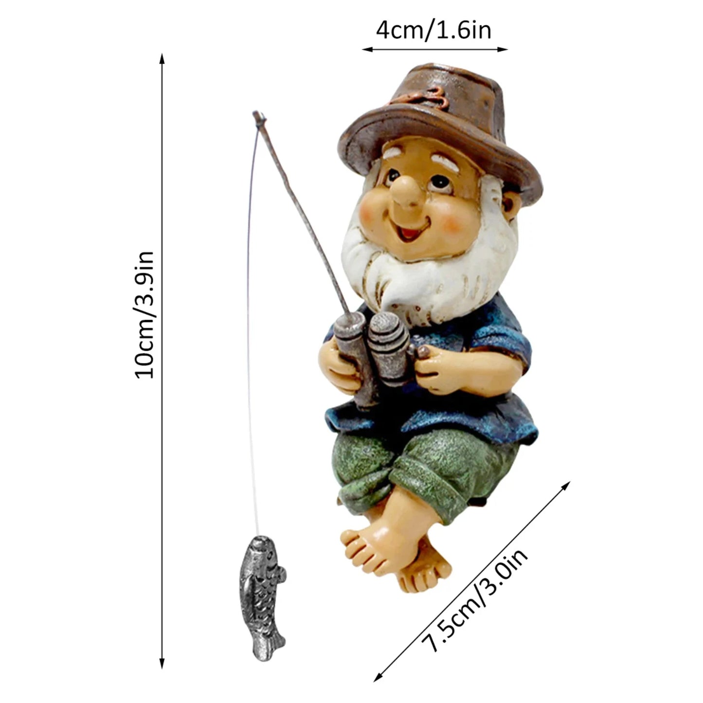 New Adorable Fishing Gnome Statue - Funny Naughty Garden Gnome Figurine - Charming Dwarf Sculpture Resin Ornament - Perfect Lawn