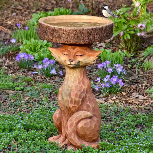 Resin Fox Resin Bird Bath Drinking Feeder