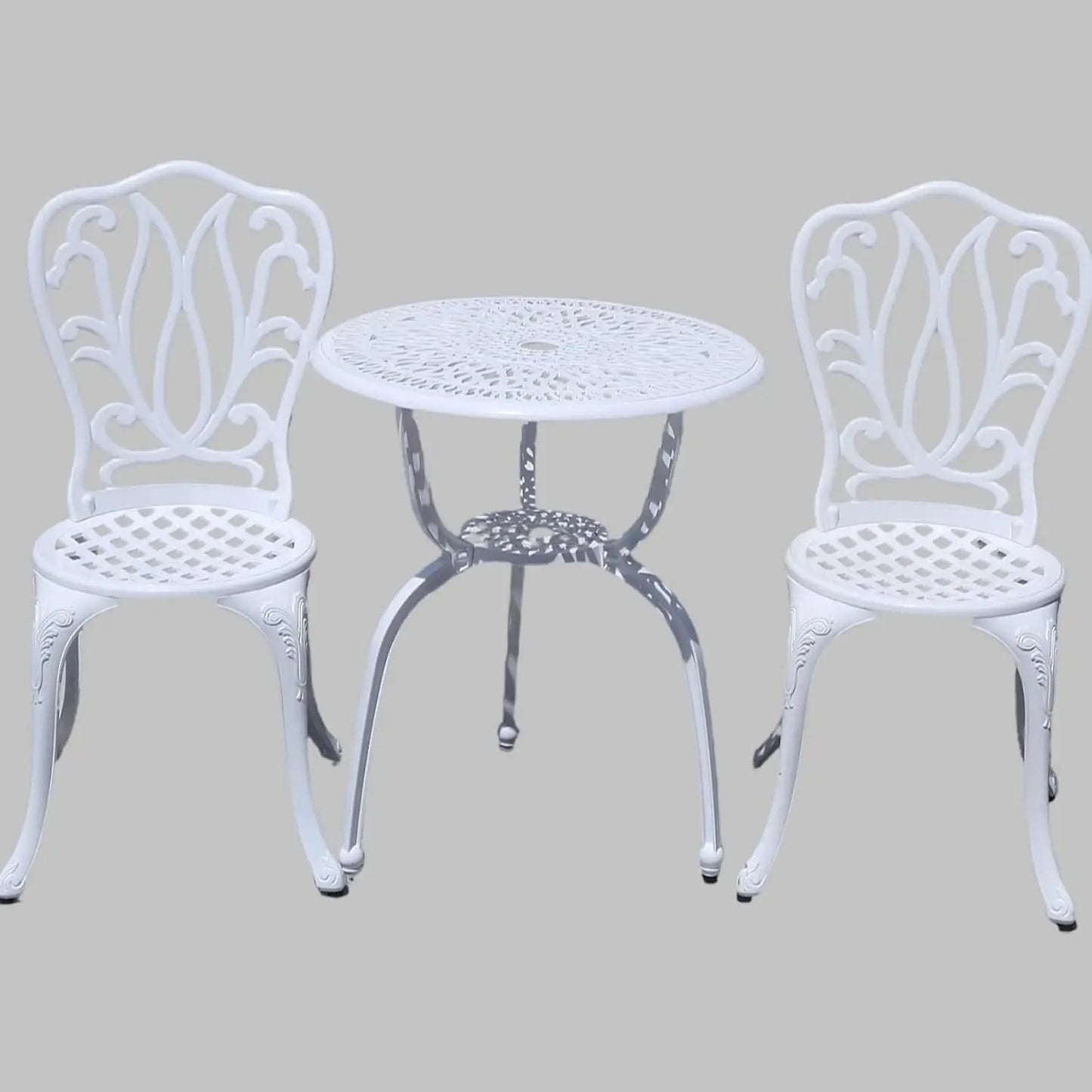 Patio Bistro Sets 3 Piece cast Aluminum Patio Furniture Outdoor Garden Metal Rust Proof Tables and Chairs White bisrto Set