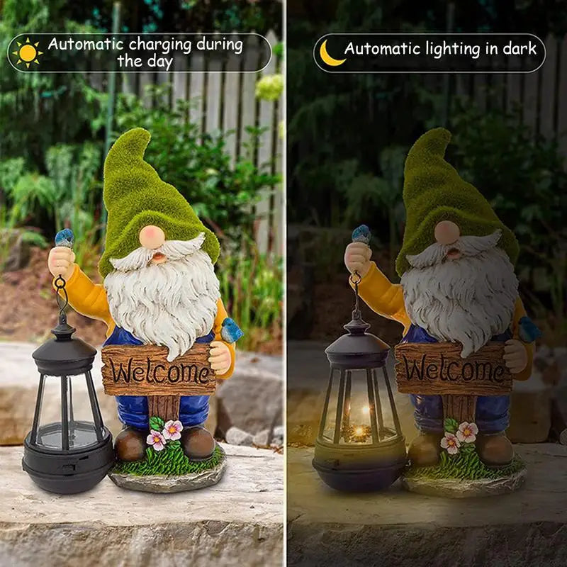 Solar Powered Garden Lighted Gnome Figurines