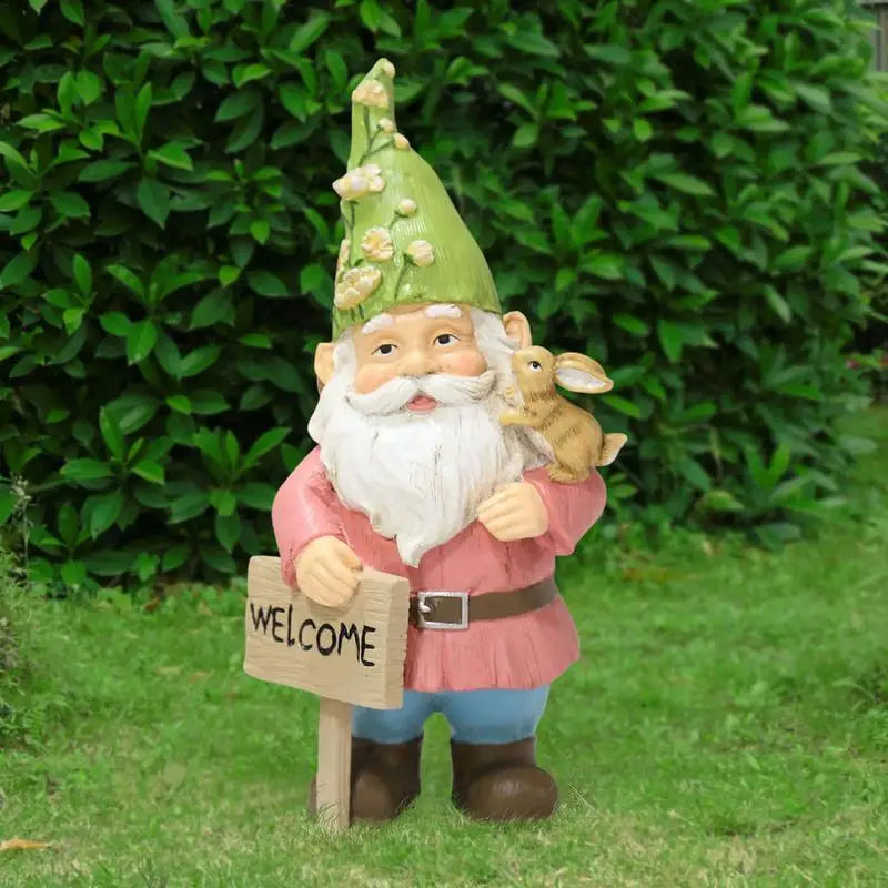 Gnome Bird Feeder Pastoral Gnome With Leaf Flower Pot Cartoon Sculpture Decoration Elf Dwarf Outdoor Sculpture Garden Dwarf Yard