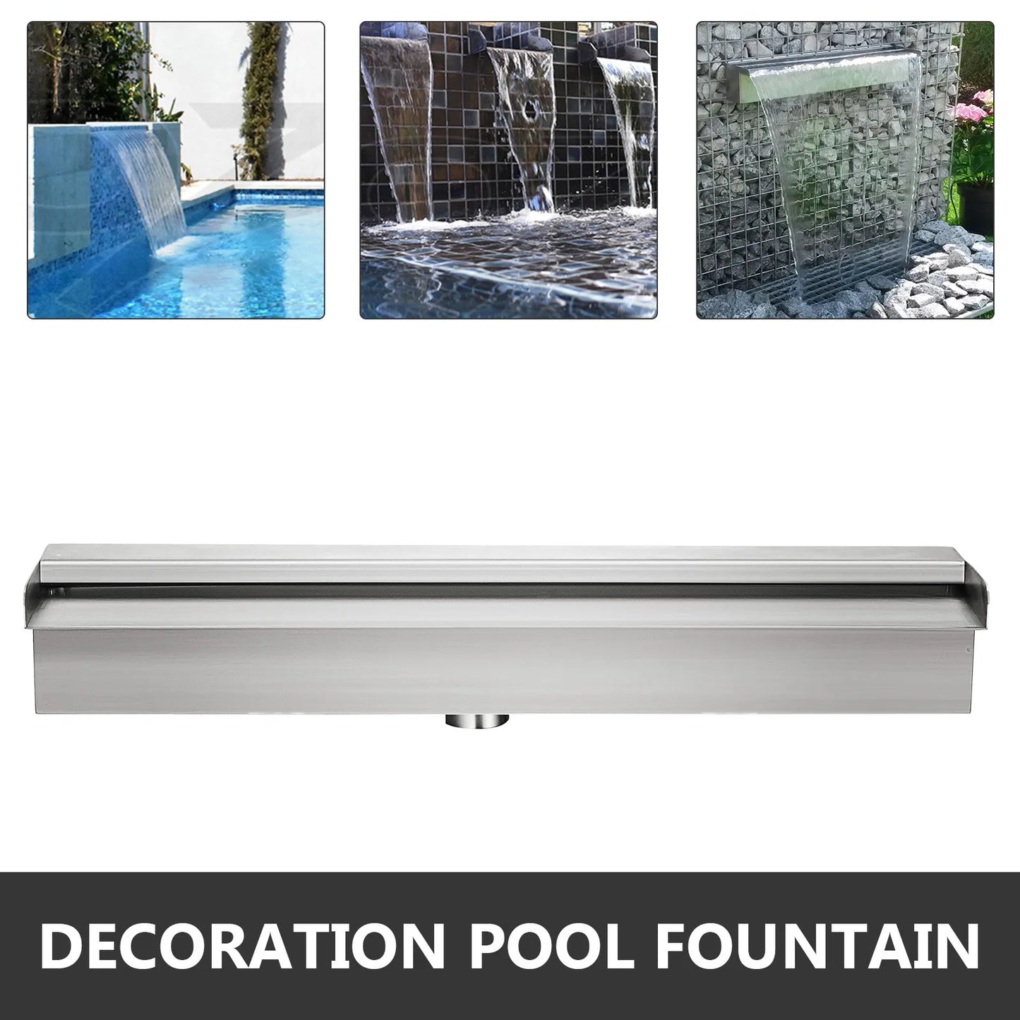 Stainless Steel Waterfall Pool Fountain W/ Pipe Connector