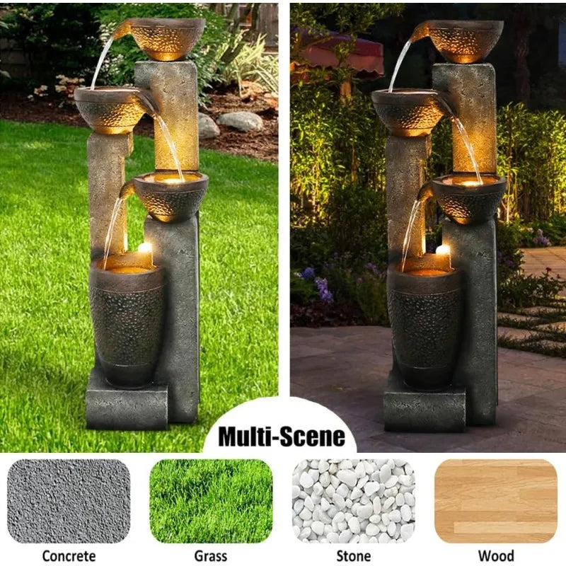 40'' 4-Tier Resin Outdoor Garden Water Fountain