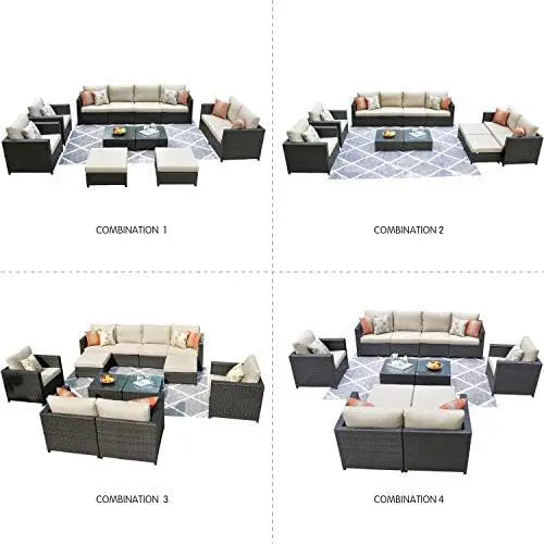 12 Pieces Sectional Sofa Sets with Thick Cushions Fully Assembled Furniture