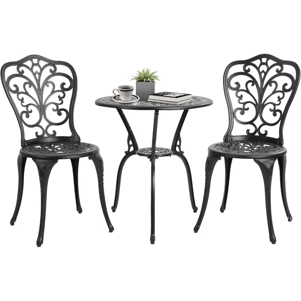 Bistro Table and ChairsOutdoor Outdoor Patio Set, Butterfly Pattern Cast Aluminum Patio Bistro Set for Garden Balcony