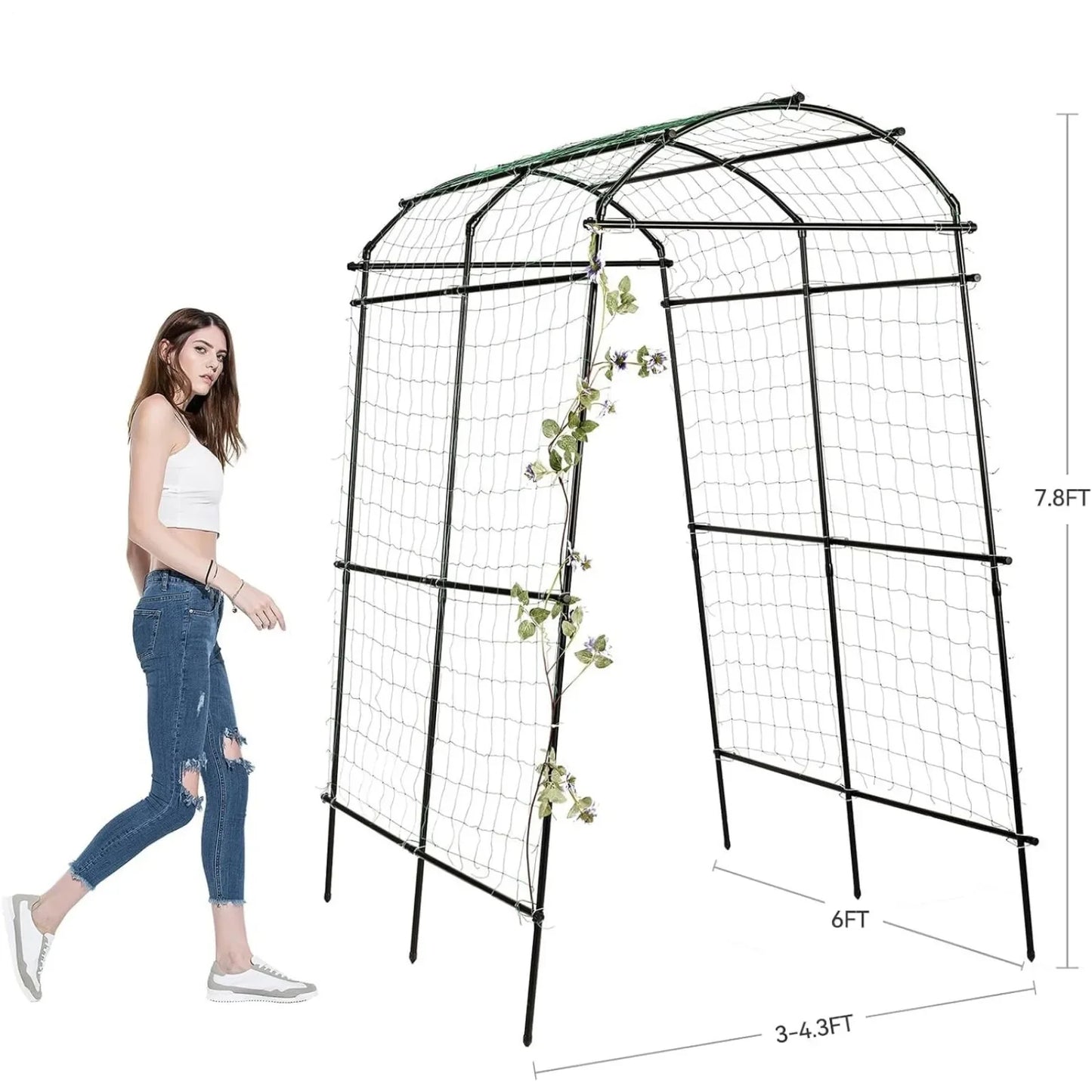 Outdoor, 7.8 ft Garden arch trellis for climbing plants