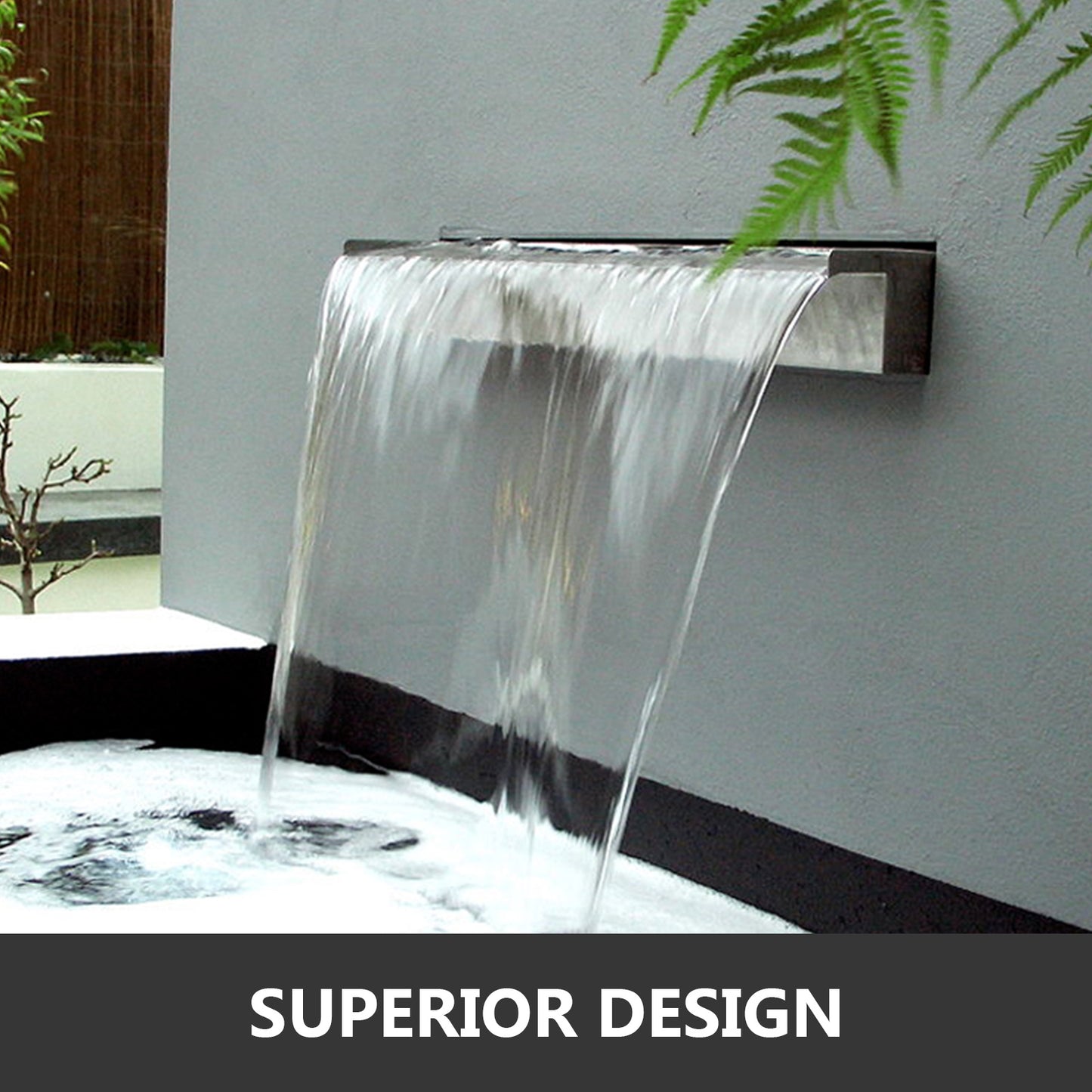 Stainless Steel Waterfall Pool Fountain W/ Pipe Connector